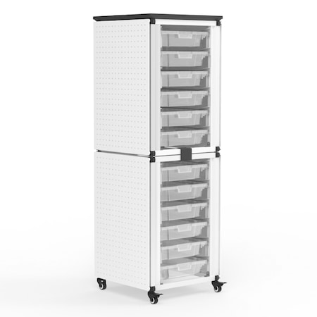 Luxor Modular Classroom Storage Cabinet - 2 stacked modules with 12 small bins MBS-STR-12-12S